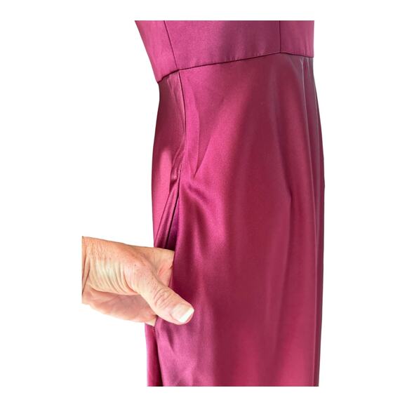 CELEBRATE DB STUDIO spaghetti strap satin a-line long dress iWine Cherry size 2 - Picture 13 of 16